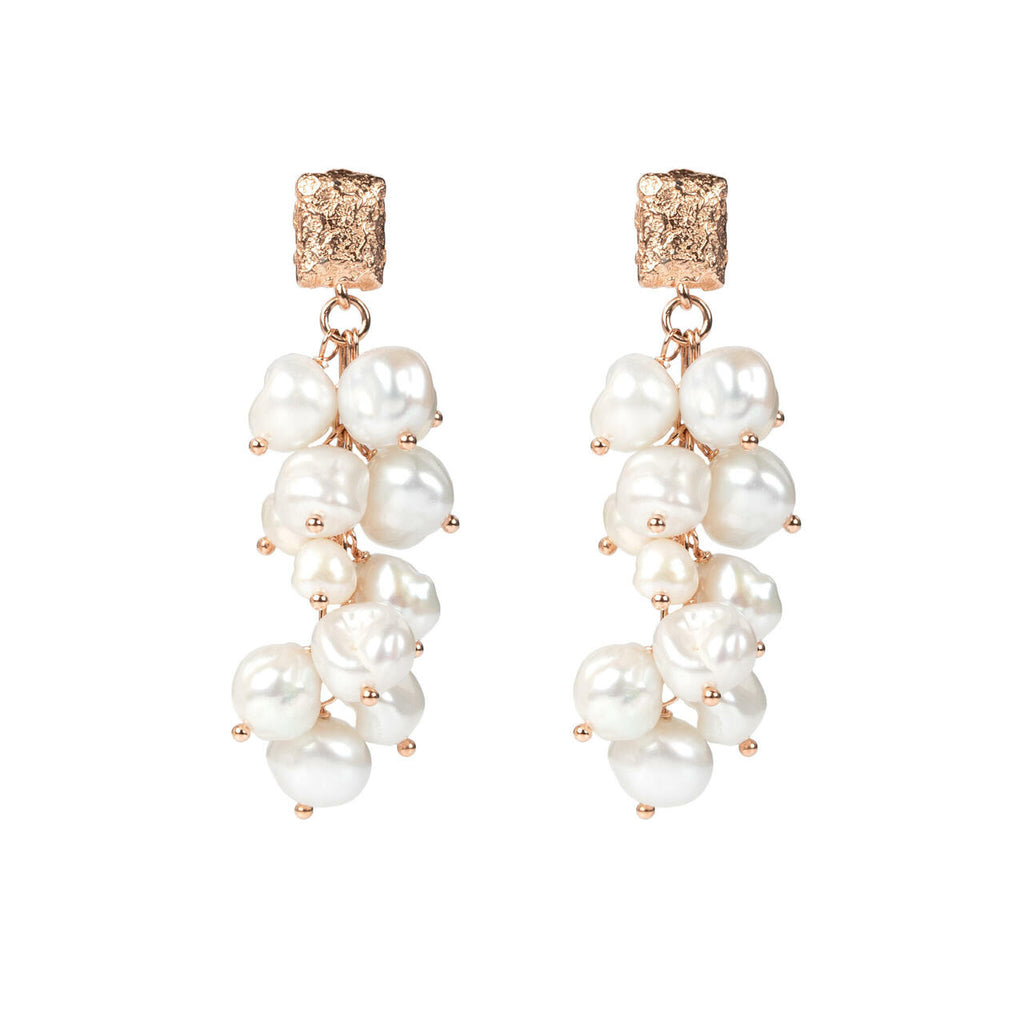 Festive Pearls Earrings - Rose Gold and Silver